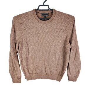 Mens Brown JoS. A. Bank Reserve Pullover Sweater Herringbone Cotton Silk Size XL